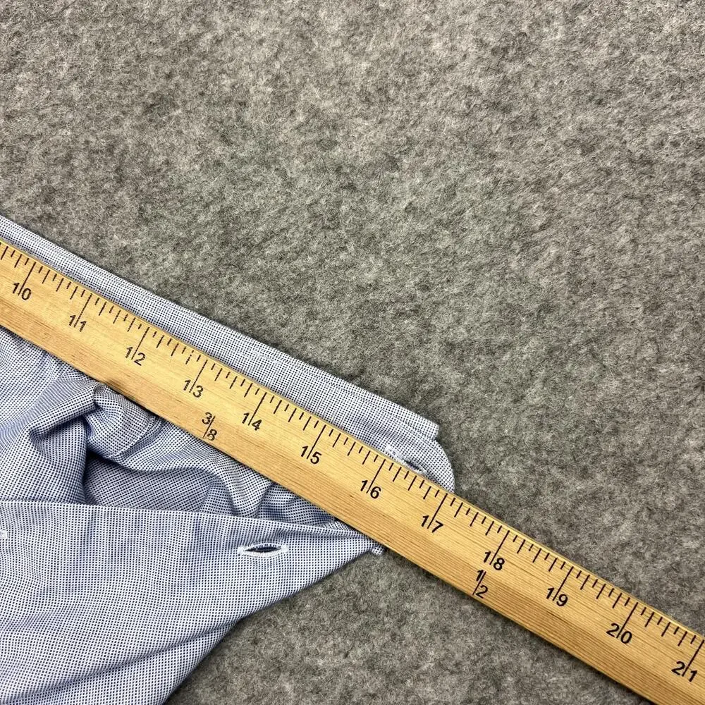 Banana Republic Dress Shirt Mens M Blue Check Slim Fit Wrinkle Resistant Career